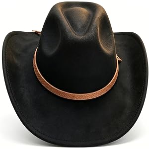 Western Cowboy Hat - Retro Wide Brim Fedora for Men & Women - Stylish Outdoor Rolled Up Caps for Cowhands and Cowgirls（M）
