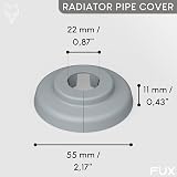 FUX 20 Radiator Pipe Covers 22mm Single Collars Window Grey view 3