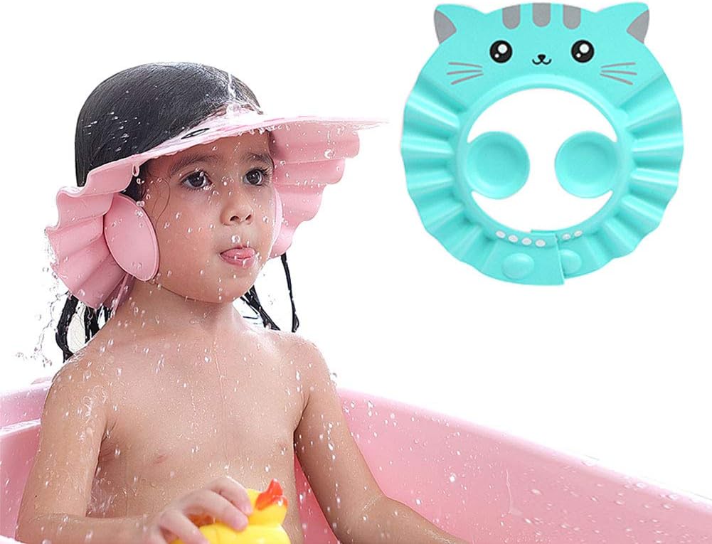 Amazon 子供用 シャンプーキャップ シャンプーハット サイズ調整可能 耳を保護 防水帽子 ベビーシャワー製品 ベビー用品 赤ちゃん用品 洗髪用帽子 安全素材 着脱便利 耳あて付き イヤークッション付き グリーン シャンプーハット ベビー マタニティ 通販