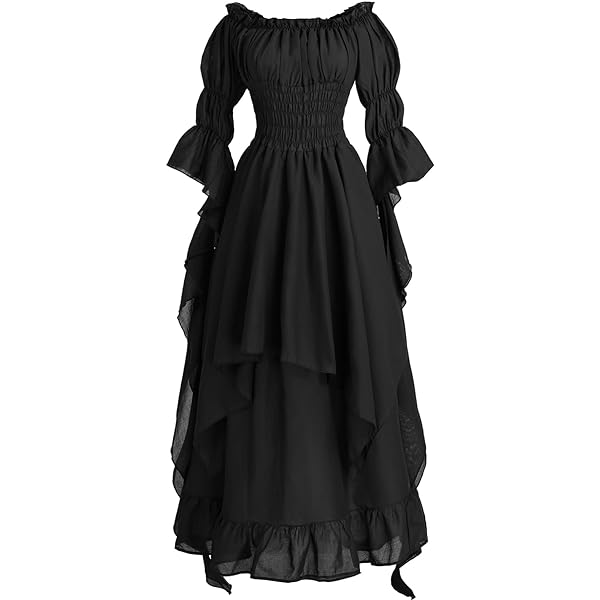 Amazon.com: Women's Vintage Celtic Hooded Court Dress Plus Size Flare  Sleeve Prom Cosplay Dress Medieval Floor Length Gowns Dress Black : Clothing,  Shoes & Jewelry