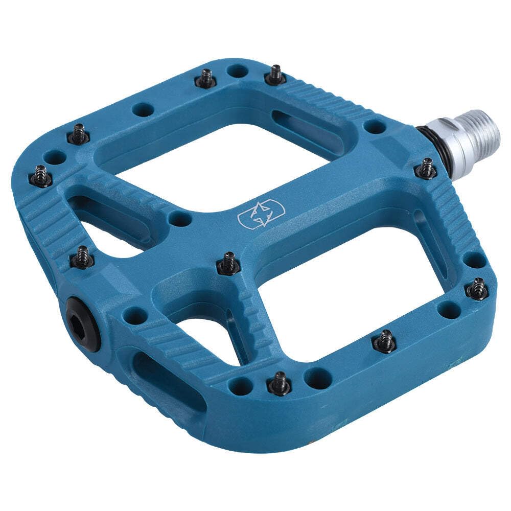 Oxford Mountain Bike Pedals Loam 20 Nylon Flat Pedals. Chromoly 9/16" axle. Sealed Bearings, Blue
