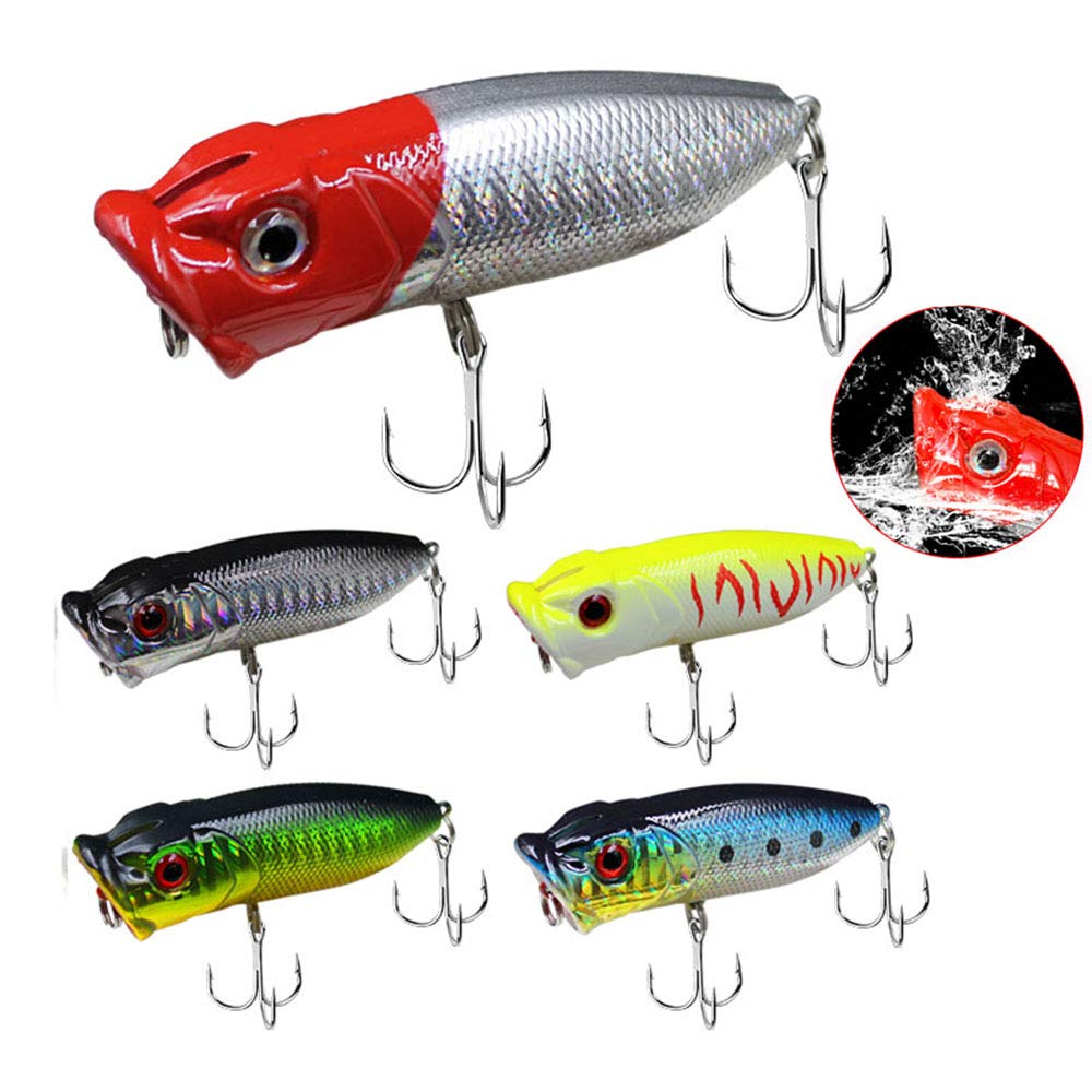 senvenelec 5Pcs Artificial Bait, Topwater Fishing Lures, Minnow Fishing Lures Hard Lures, Sea Fishing Lures and Freshwater, Rigid Lures, Trout, Perch, Pike Lures.