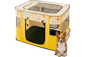 Portable Pet Playpen, Foldable Dog Cat Playpens Exercise Kennel Tent for Indoor Outdoor, Dog Cat Crate Pet Kennel Tent with T