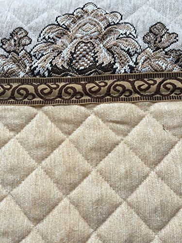 OctoRose Chenille Quilted Sectional Deep Seats Sofa Slipcover Pad Sofa Throw Furniture Protector fit Any Size of Sofa loveseat Couch Chair (Beige, 1pc-35x82) - Thumbnail 2