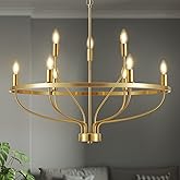 Widluth 30" Modern Gold Chandelier Light Fixture Vintage 9-Lights Mid Century Modern Candle Style Chandeliers Rustic Industri