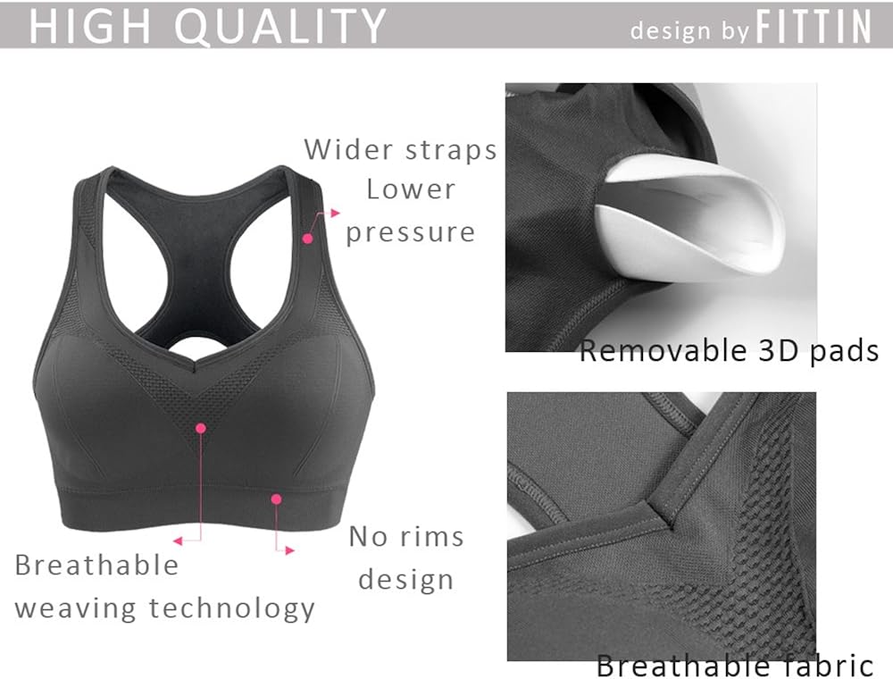 FITTIN Racerback Sports Bras for Women- Padded Seamless High Impact Support for Yoga Gym Workout Fitness at  Women’s Clothing store