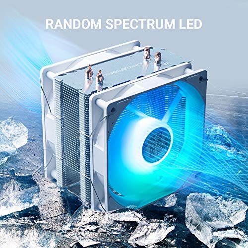 ABKONCORE LED CPU Cooler White CT406W Dual 120mm Quiet PWM Fans with