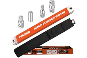 Wonfly Offset Extension Wrench, Versatile 1/4" and 3/8" - with1/2 Square Drive Adapters (ORANGE)
