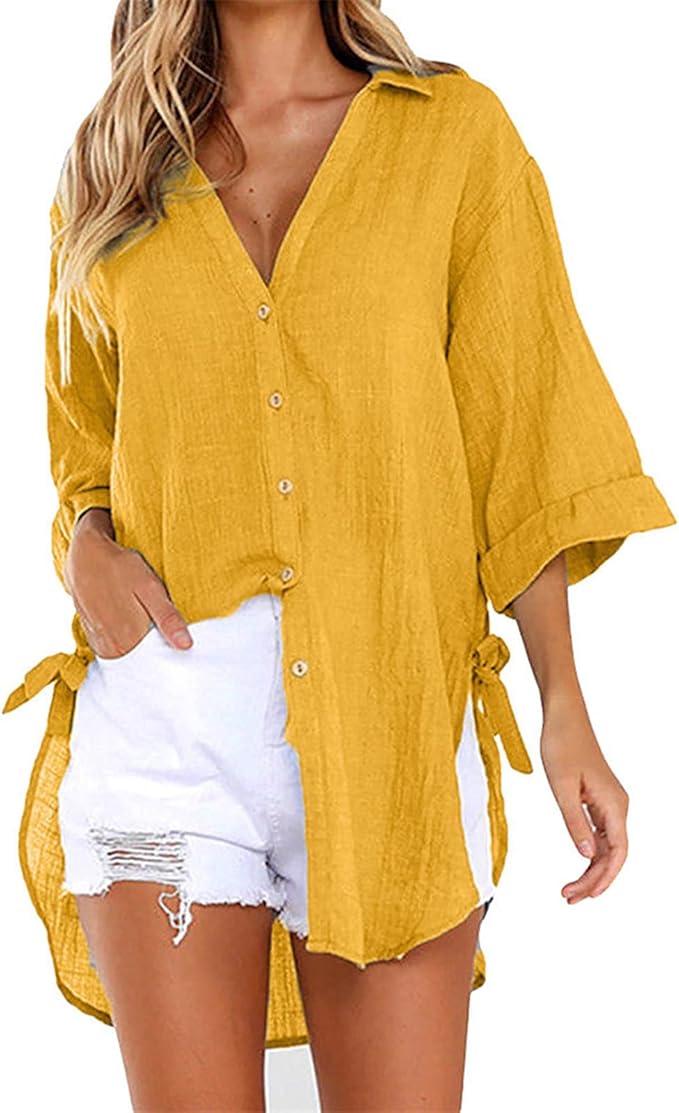 Amazon.com: Womens Summer Tops,3/4 Sleeve Shirts Pullover Comfy Soft Blouses Cover Ups Summer 