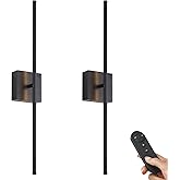 KARTOOSH 28.3 Inch Battery Operated Wall Sconces 3000K Warm White LED Wall Lights Remote Control Dimmable Set of Two 350°Rota