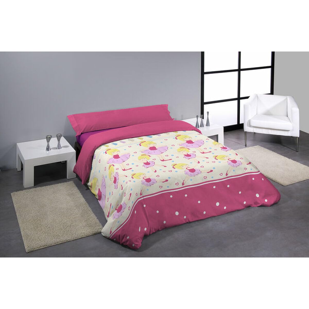 Hosteline Pink Dancing Duvet Cover Set for 90 cm Bed 2 Pieces