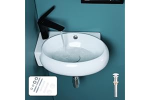 Davivy 17.1" x 12" Wall Mount Bathroom Sink with Pop Up Drain and Installation Kit,Bathroom Corner Sink,White Vessel Sink,Sma