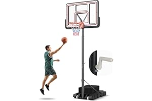 Giantex Basketball Hoop Outdoor - 7.4-10 FT Quickly Height Adjustable Basketball Net w/ 44 Inch Shatterproof PC Backboard, Fi