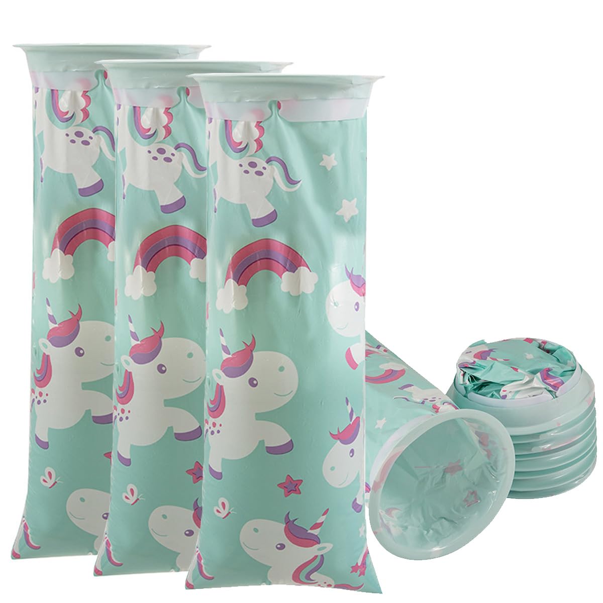Onlvmyur Burp Bags with Ring, Pack of 10, Opaque Disposable Poop Bags, Portable Burp Bags for Children, Adults, On the Go Car Sickness (Ponies)