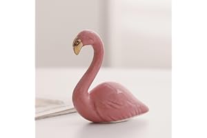Ceramic Flamingo Figurine Jewelry Holder,INS Style Mini Animal Ring Necklace Display Stand,Nordic Desk Decor Collectible Stat