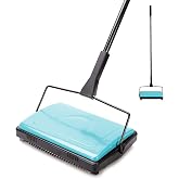 Yocada Carpet Sweeper Cleaner Manual Household Sweeper Lightweight Blue | Non-Electric Hand Push for Home Office Low&amp;Undercoat Carpets Rugs Pet Hair Dust Scraps Paper Rubbish Cleaning with a Brush