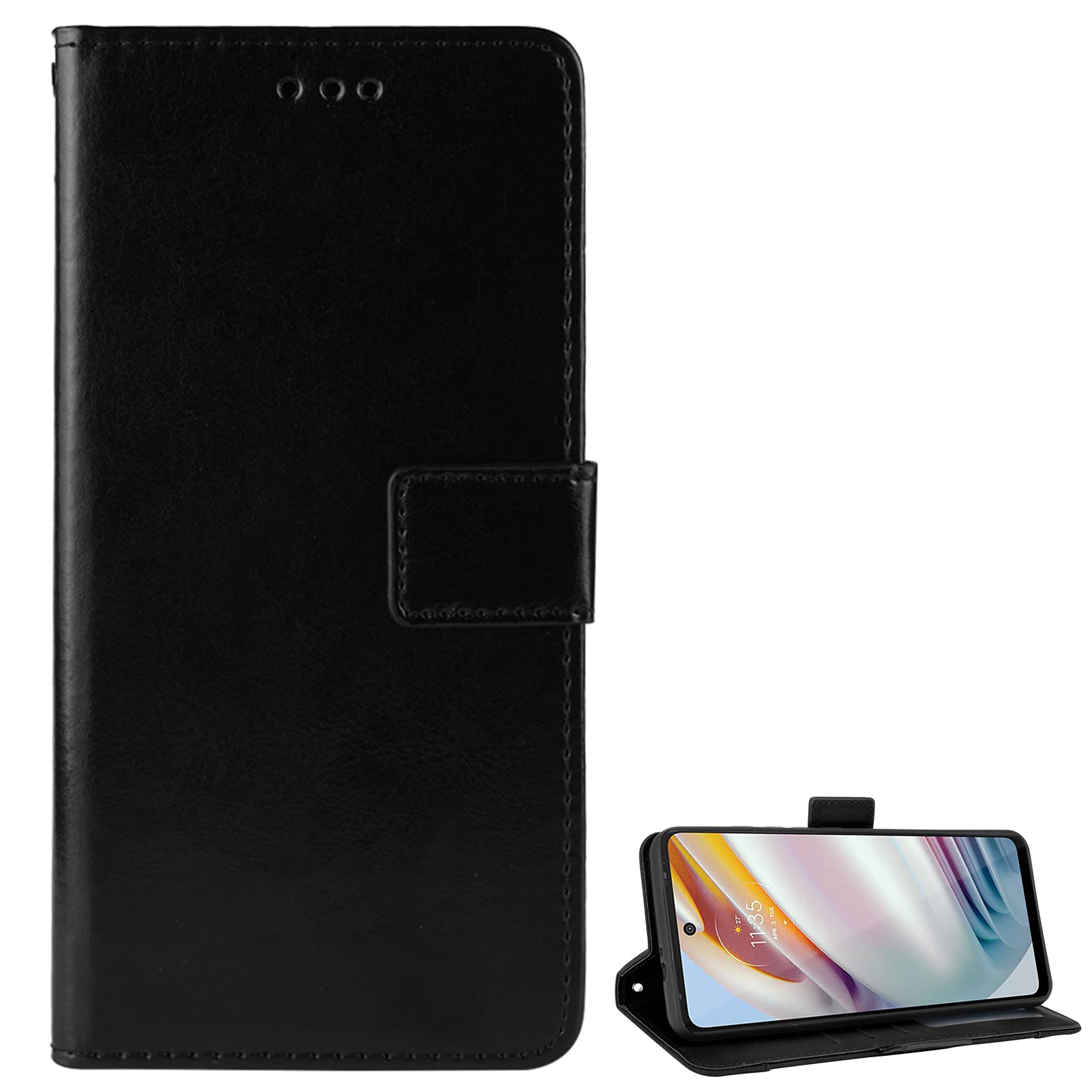 BAILI Lederhülle für Redmi 9i Hülle, Flip Case Schutzhülle Handy mit Kartenfach Stand, Tasche Cover Etui Handyhülle für Redmi 9i, Schwarz