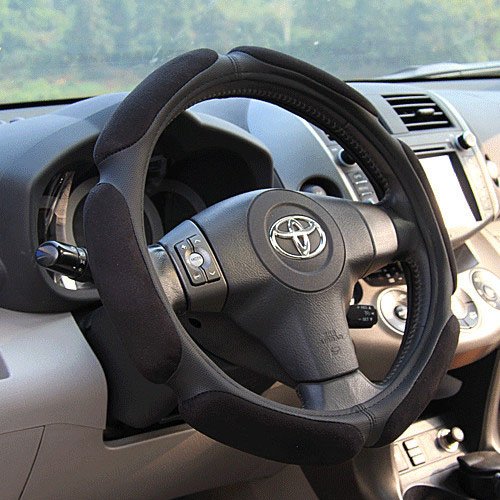 38CM/15'' Four Season Useful Suede Antiskid Car Auto Steering Wheel Cover Pad (Black)
