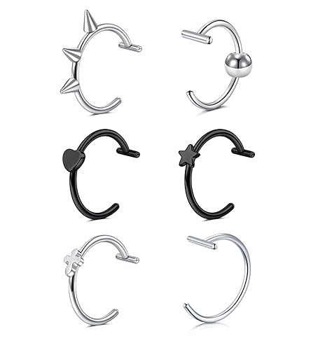 MODRSA Silver Fake Lip Piercing Fake Lip Ring Cuffs Clip On Faux