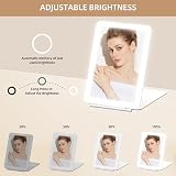 FENCHILIN Lighted Travel Makeup Mirror 72 LEDs Dimmable 3 Color Modes view 3