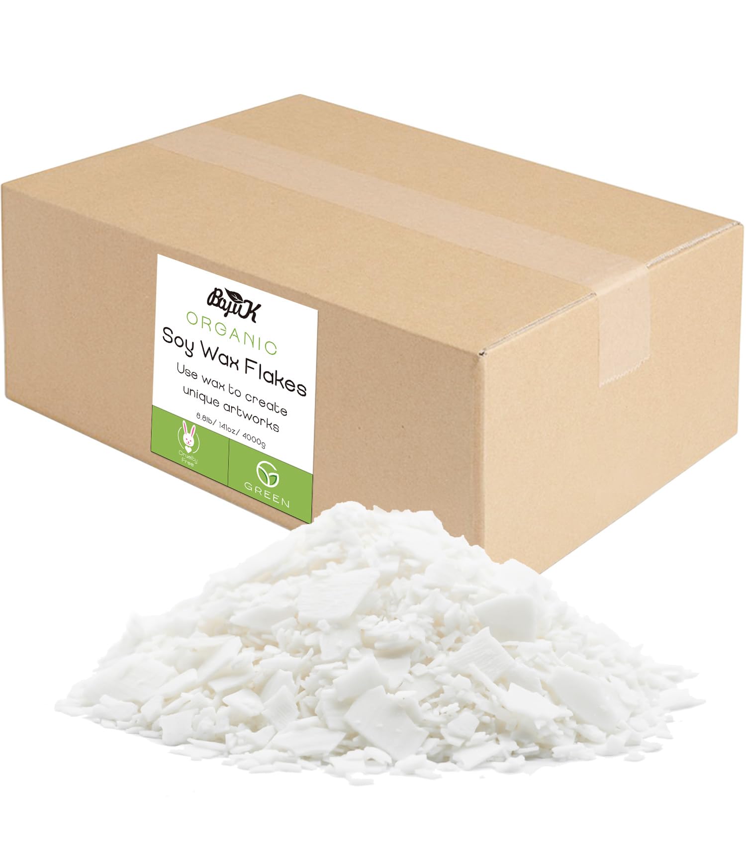 Soy Wax Flakes 4KG, BOYUJK Premium Natural Candle Wax, 100% Soy Wax for Candle Making from Organic Farm, No additives, Harmless and Pure