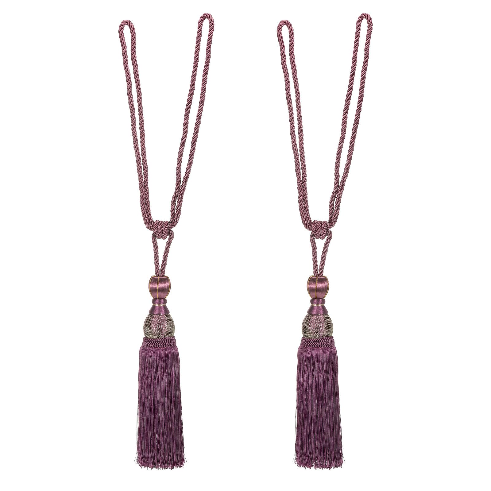 PATIKIL Curtain Tiebacks, 2 Pack Handmade Curtain Holdbacks Rope with Tassel Home Office Hotel Decorative, Purple