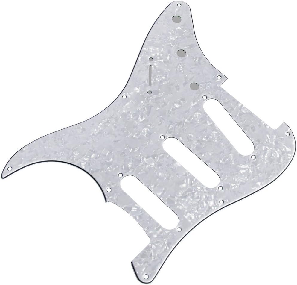 FLEOR Set of 8 Hole SSS Pickguard and Guitar Backplate with Screw for Vintage ST Style Guitar Parts Replacement,4Ply White Pearl - Image 3