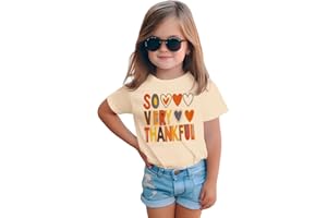 CM C&M WODRO Thanksgiving Shirts for Toddler Girl So Very Thankful Love Heart Print T-Shirt Short Sleeve Fall Casual Tee Tops