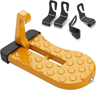 URAQT Car Door Pedal Orange Multifunction Foldable Roof Rack Foot Pedal