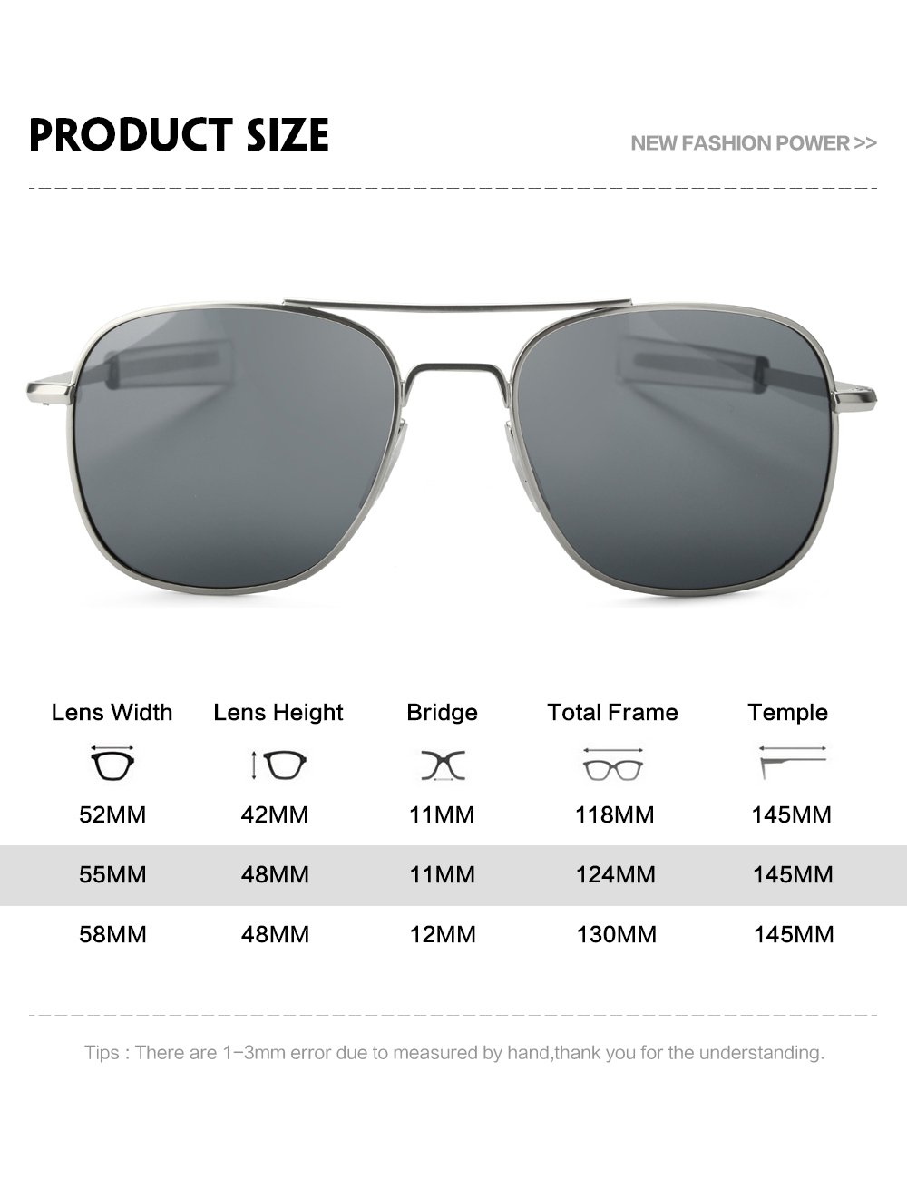 WELUK Men\'s Pilot Aviator Sunglasses Polarized 55mm Military Style with Bayonet Temples (Silver/Grey, 55)