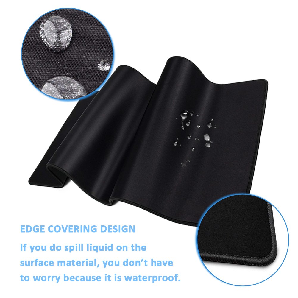 Gaming Mouse Pad Large Extended Mat with Nonslip Base Waterproof for Computers (Black, XXXL)