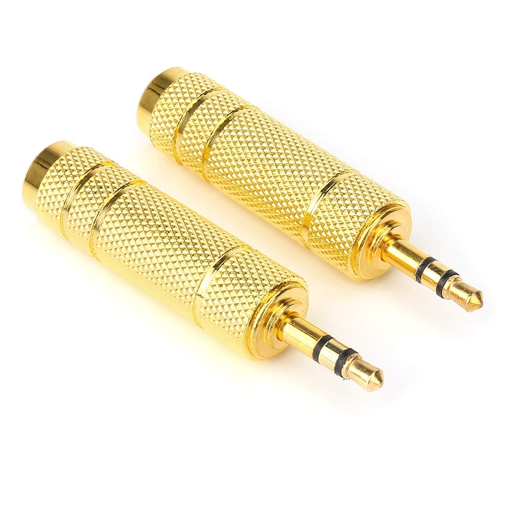 Adattatore Audio Da 3,5 Mm Femmina A 6,35 Mm Maschio – Connettore In Rame Puro, Design A Gradini 360° Per Presa Facile - 3