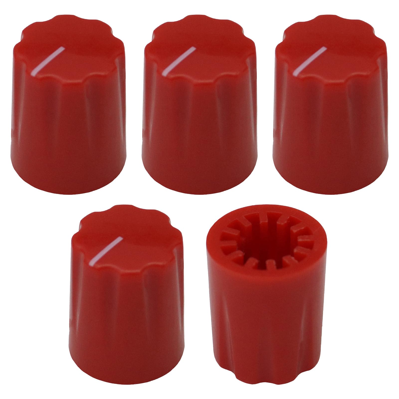 6.4mm Hole Tall Davies Style Instrument/Pedal Control Knob Pack of 5 (Red)