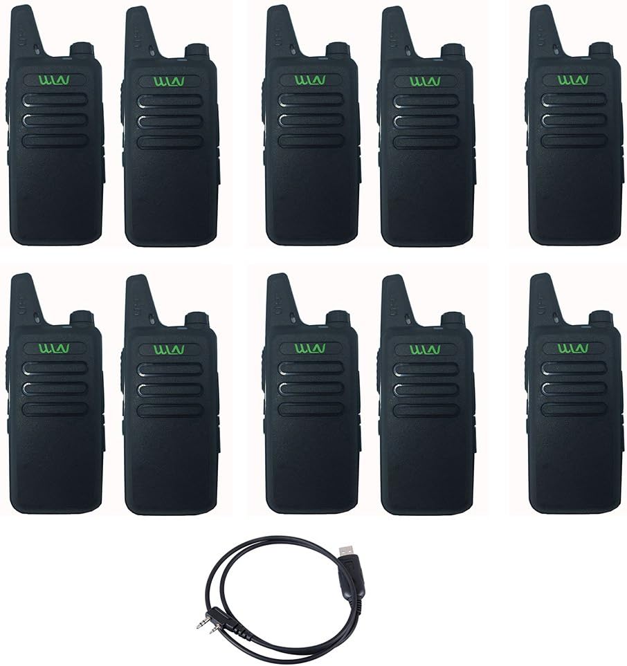 10PCS WLN KD-C1 Walkie 16 Channel Talkie Ham Radio UHF 400-470 MHz Mini-Handheld Transceiver Two Way Radio Communicator+1PCS Programming Cable
