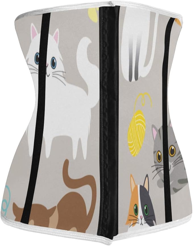 Beautiful Lovely Colorful Cat Animals Corset Waist Shaper Printed Waist