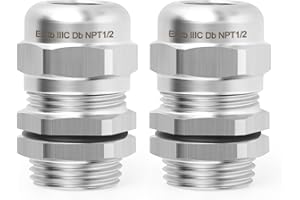QCQIANG 2pcs NPT1/2" Stainless Steel Waterproof Cable Gland with Nut, Adjustable 8-12mm Cable Gland Protectors