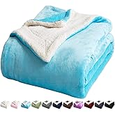 LBRO2M Sherpa Fleece Bed Blanket Queen Size Super Soft Fuzzy Plush Warm Cozy Fluffy Microfiber Couch Throw Velvet Double Reversible Luxurious Blankets,(90x90 Teal)