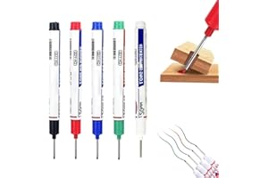 Kerrtoa 5 Pack Long Head Deep Hole Marker Pens, 20mm Deep Reach Metal Marking Pen, Quick-dry Waterproof Long Nib Marker, Colorful Carpenter Deep Reach Markers Construction Markers Tool (Mix)