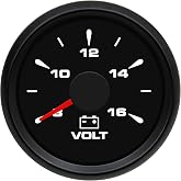 Geloo 52mm Marine Voltage Gauge 8-16 Volt Meter Gauges Boat Car Voltmeter Gauge Set with 7 Colors Backlight Waterproof Voltmeter Gauges Indicator 9-32V
