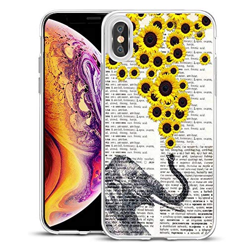 Compatible for Apple iPhone Xs Max Case, Viwell Design Pattern Case, High Impact Protective Case for Apple iPhone Xs Max 6.5 inch (2018) Case Retro Elephant