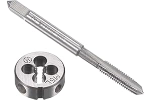 uxcell M5 x 0.8mm Metric Left Hand Tap and Die Set, Machine Thread Screw Tap with Round Threading Die, Tap & Die Kit for Nut 