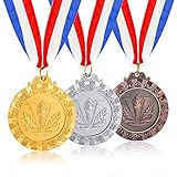 Caydo 3 Pieces Award Medals Olympic Style Winner Medals Gold Silver Bronze with Ribbon