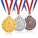 Caydo 3 Pieces Award Medals Olympic Style Winner Medals Gold Silver Bronze with Ribbon