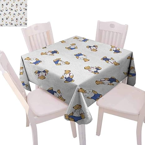 Amazon キッズ アウトドア 正方形 テーブルクロス ワニのキャラクター 漫画スタイル 面白い顔 動物 アリゲーター チリッシュ イエロー グリーン ティール アウトドアピクニック 幅x長さインチ 36x36 Inch テーブルクロス オンライン通販