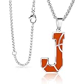 LYNNON Basketball Initial Necklace for Men A-Z Letter Stainless Steel Charm Pandant 20+2 Inches Chain, Basketball Gifts for Youth Coach Players