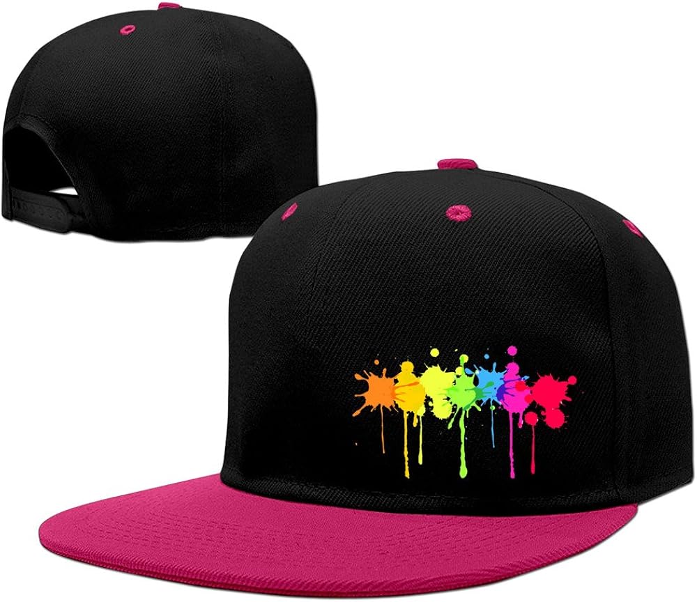 Rainbow Paint Splatter Sports Adjustable Fitted Hat RoyalBlue
