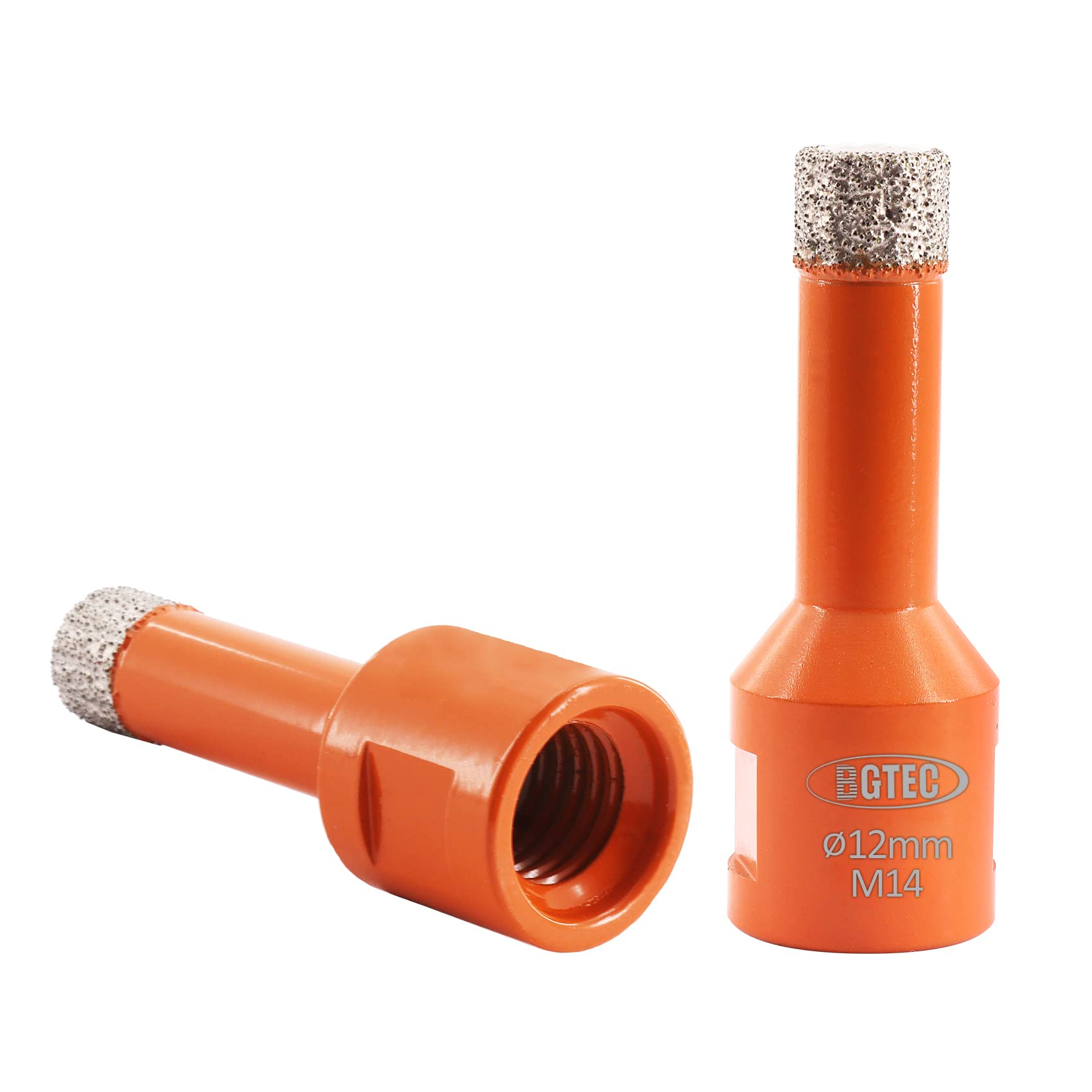 BGTEC Dry Diamond Core Drill Bits 2pcs Diameter 12mm for Porcelain Tile Ceramic Marble Brick M14 Thread