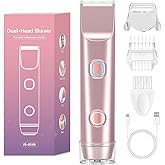 Bikini Trimmer for Women、Dermave Bikini Shaver 2-in-1 Dual Head Shaver Electric Razors for Women、Independent Control、 Ipx7 Waterproof