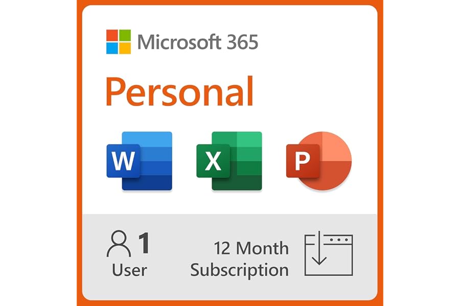 Microsoft 365 Personal | 12-Month Subscription, 1 person | Word, Excel, PowerPoint | 1TB OneDrive cloud storage | PC/Mac Inst