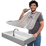 Beard Apron I Hair Clippings Catcher with Bag I Grooming Cape Apron I Beard Catcher for Shaving I White - Non-Stick Beard Cap